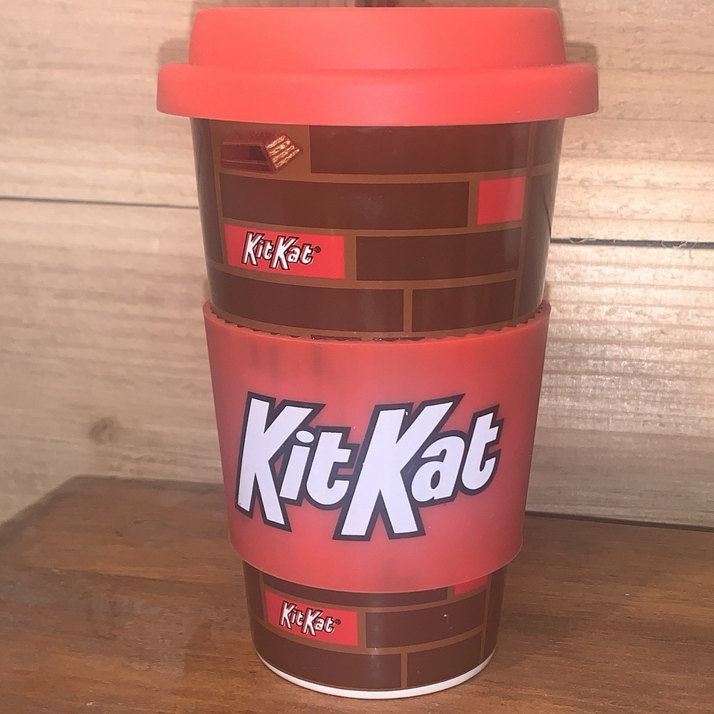 Hershey‎ Kit Kat 12 Oz Ceramic Galerie Travel Mug w/ Silicone Grip & Lid
